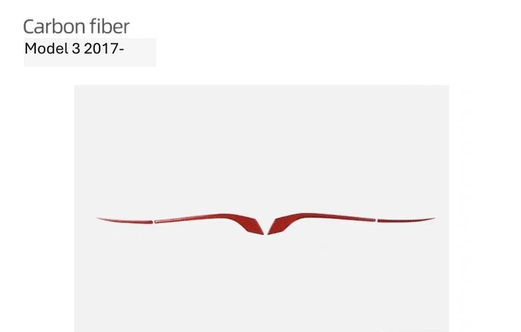 Tesla Model 3 (19-25) Door Mirror Anti-collision strip 4 pcs Red Carbon Fiber