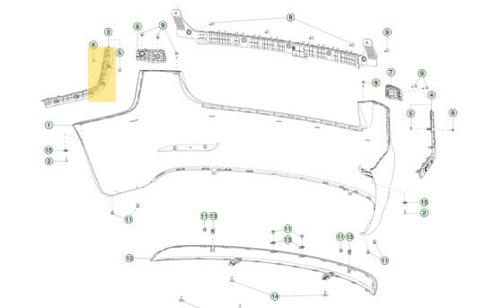 Tesla Model 3 17-23 Rear Bumper Right Wing Bracket 1083989-00-J
